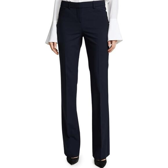 Theory Custom Max 2 Stretch Italian Wool Relaxed Fit Pant Straight Deep Navy 10 - Picture 1 of 6